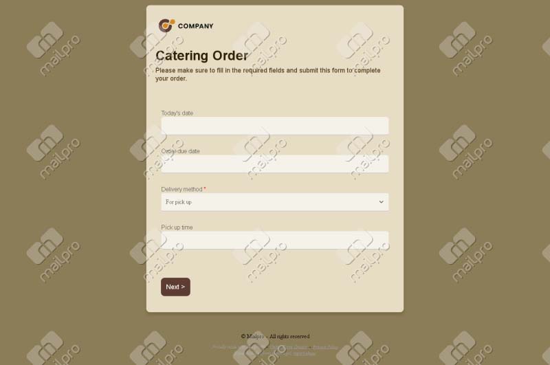 Catering Order Request Form