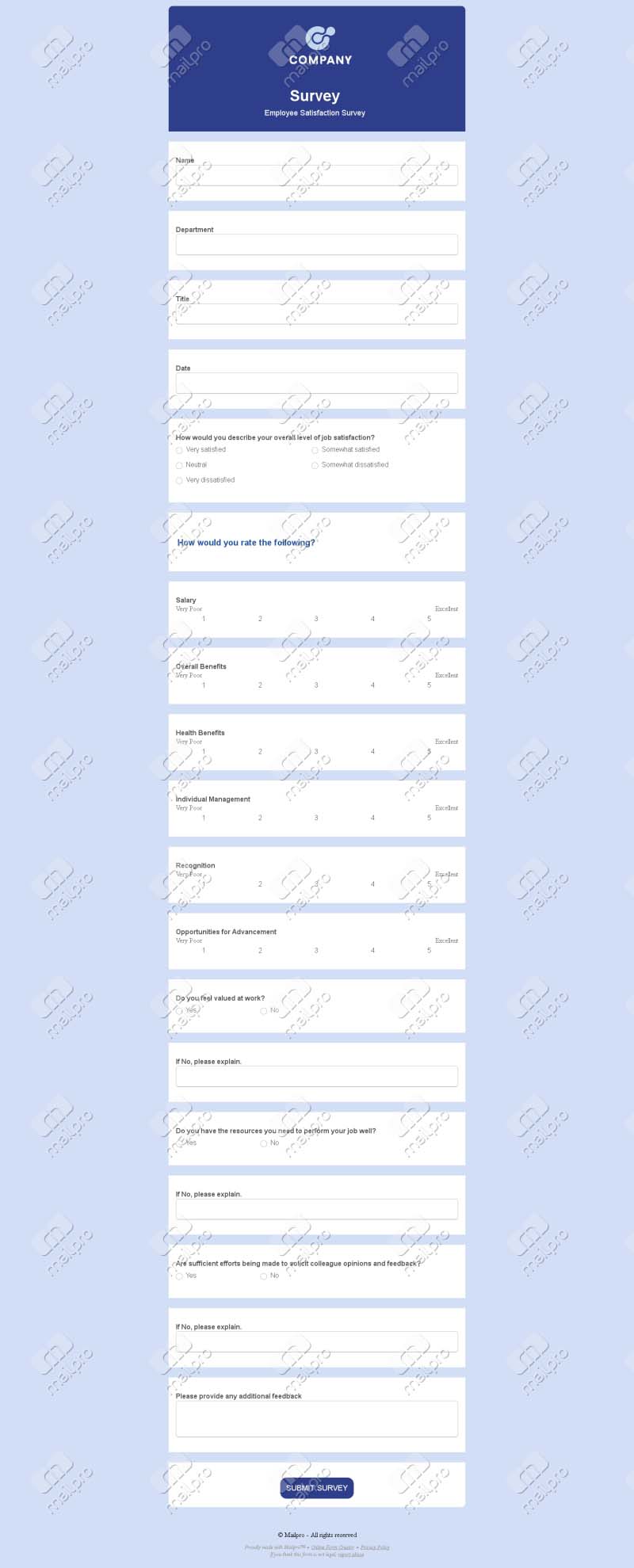 Customer Survey and Feedback Form