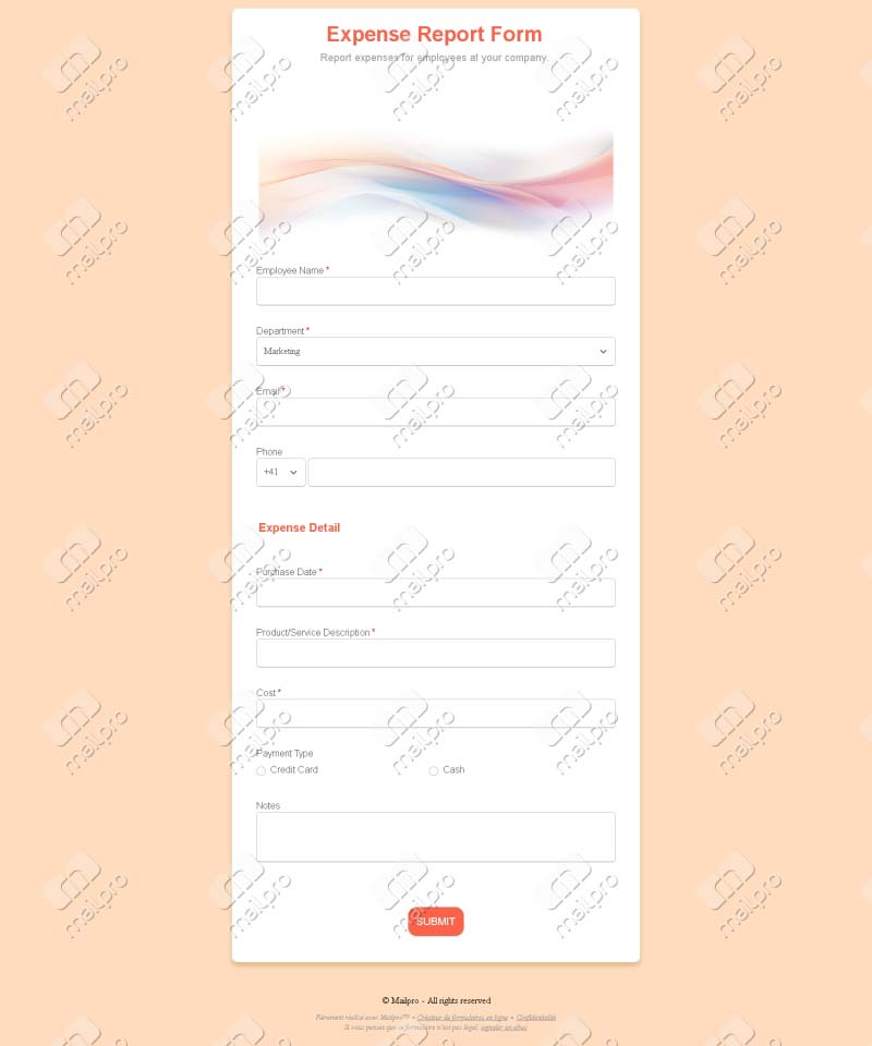 Expense Report Submission Form