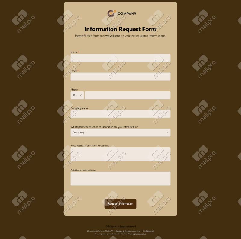 Information Request Form Templates | Mailpro™