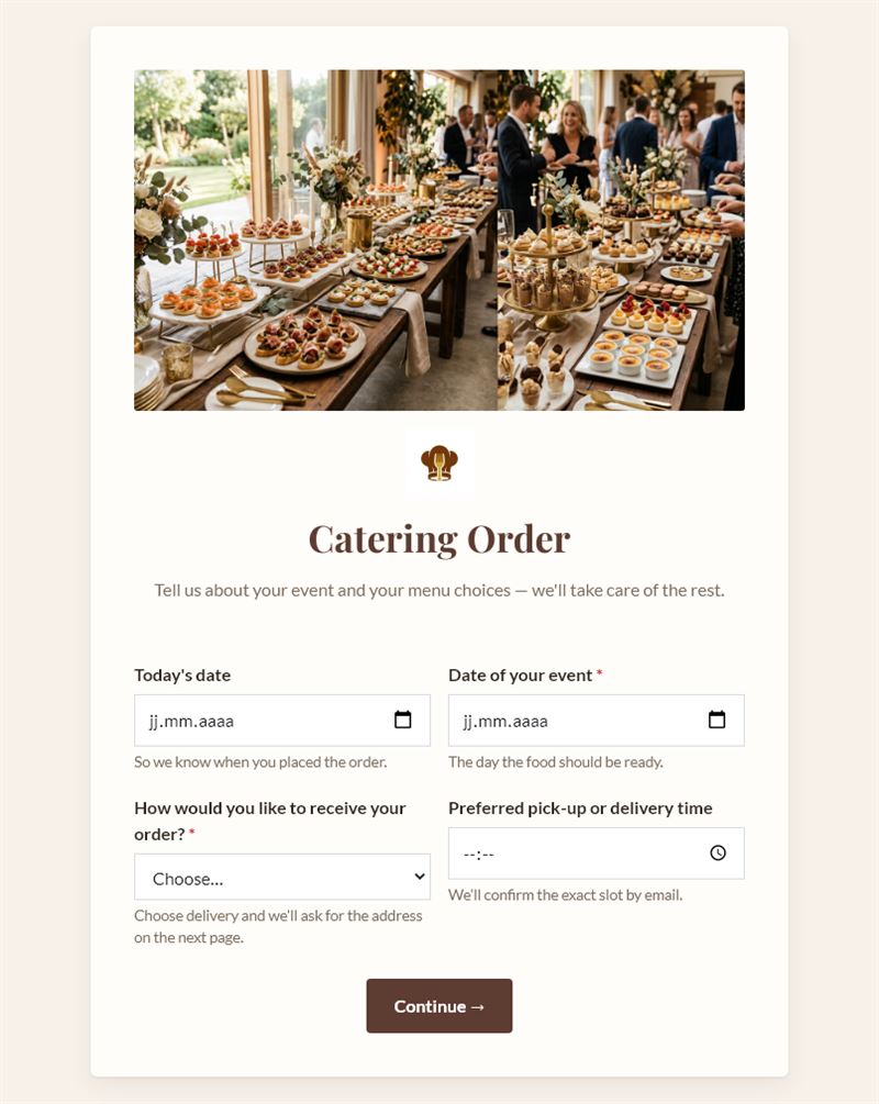 Catering Order Request Form