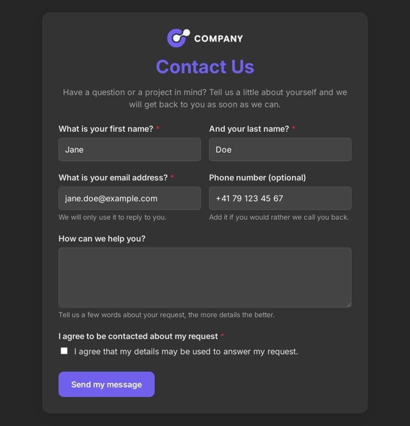 Contact and Inquiry Form 01