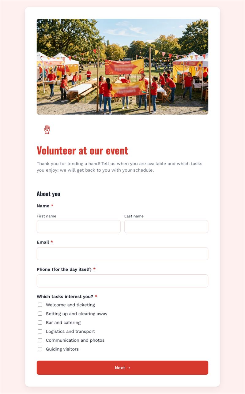 Volunteer at our event
