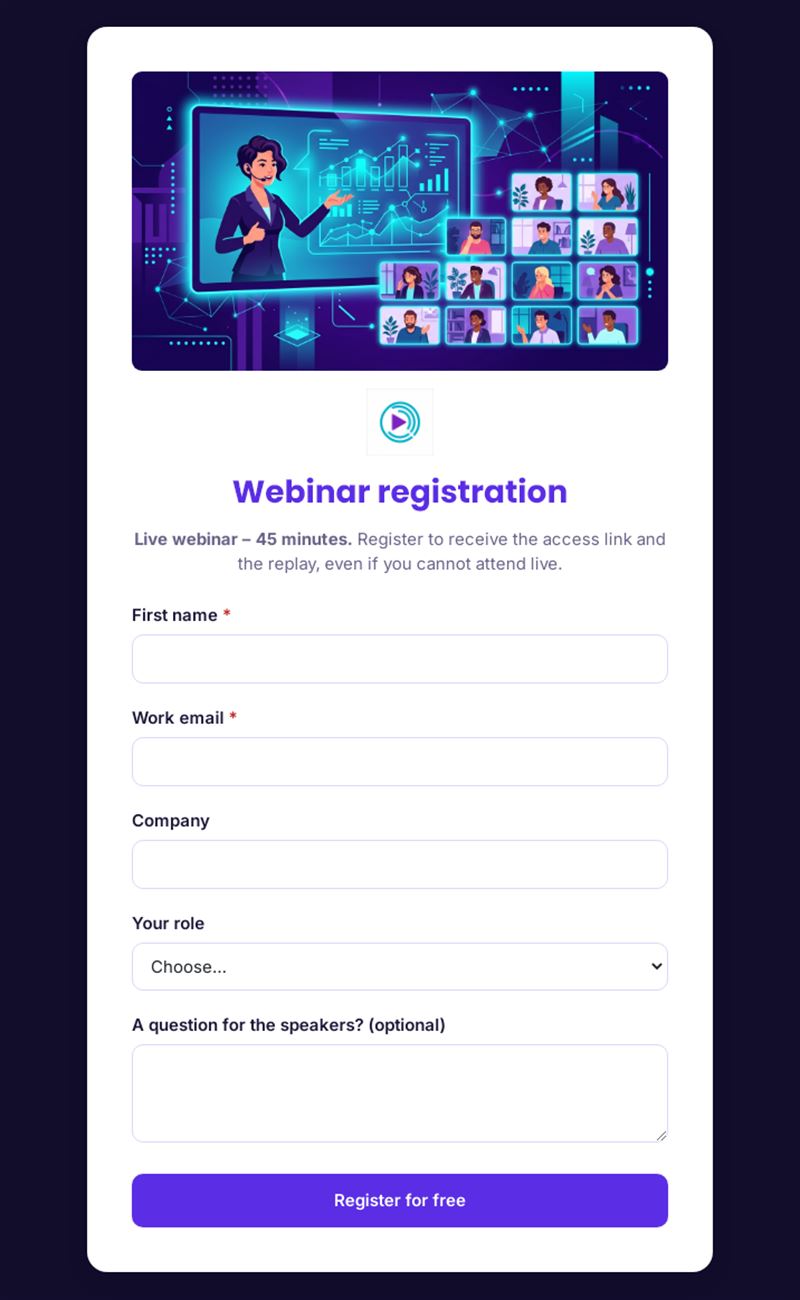 Webinar registration