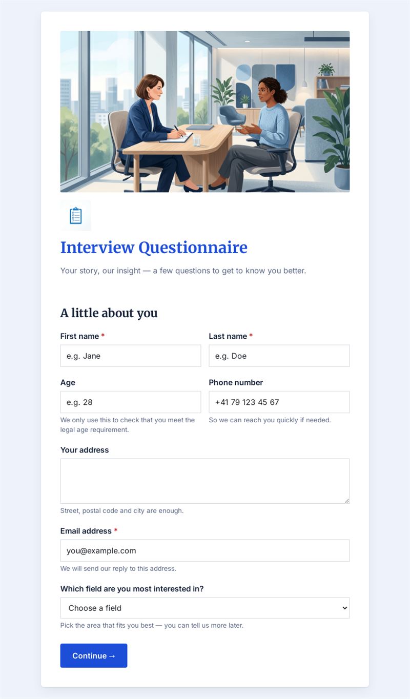 Structured Interview Questionnaire Form