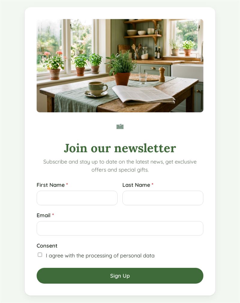 Email Newsletter Sign Up