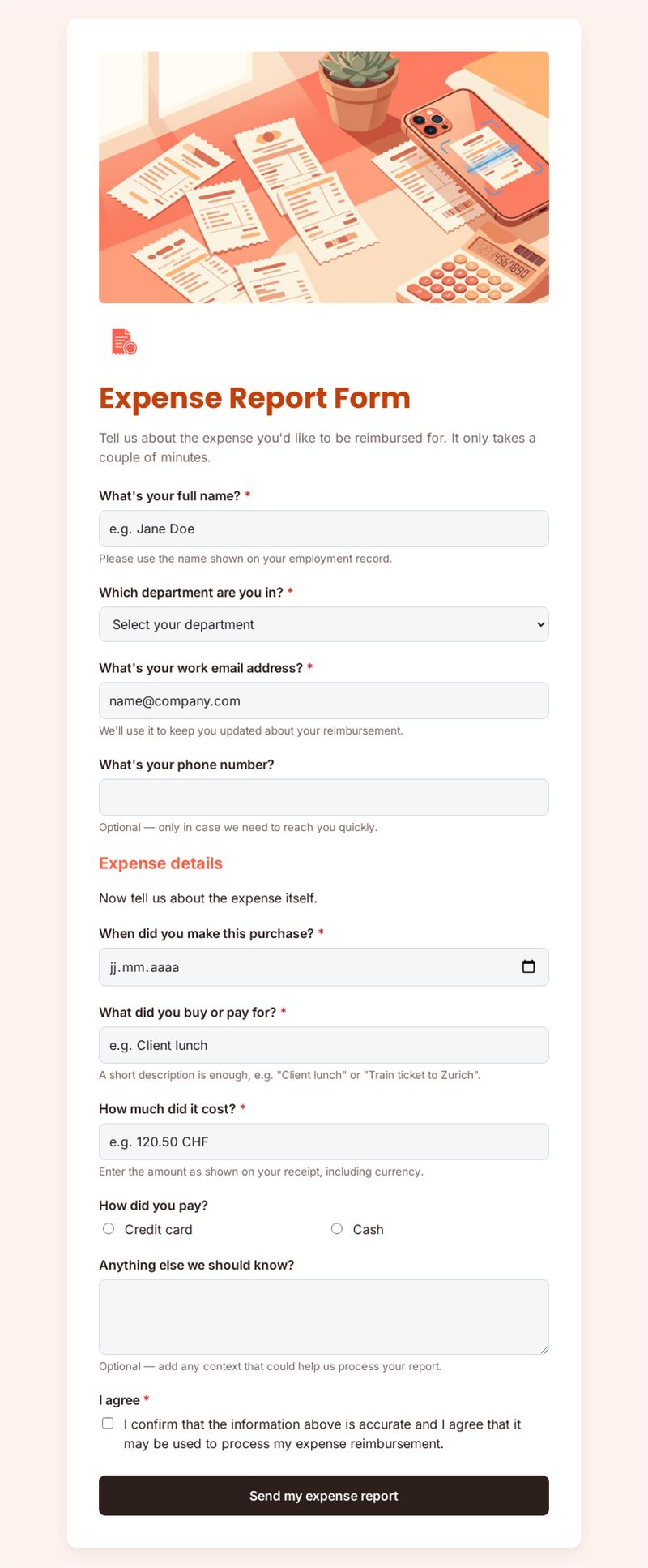 Expense Report Submission Form