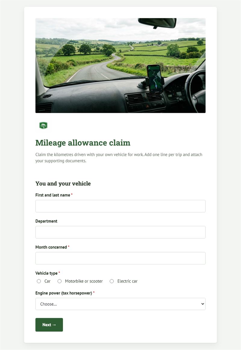 Mileage allowance claim