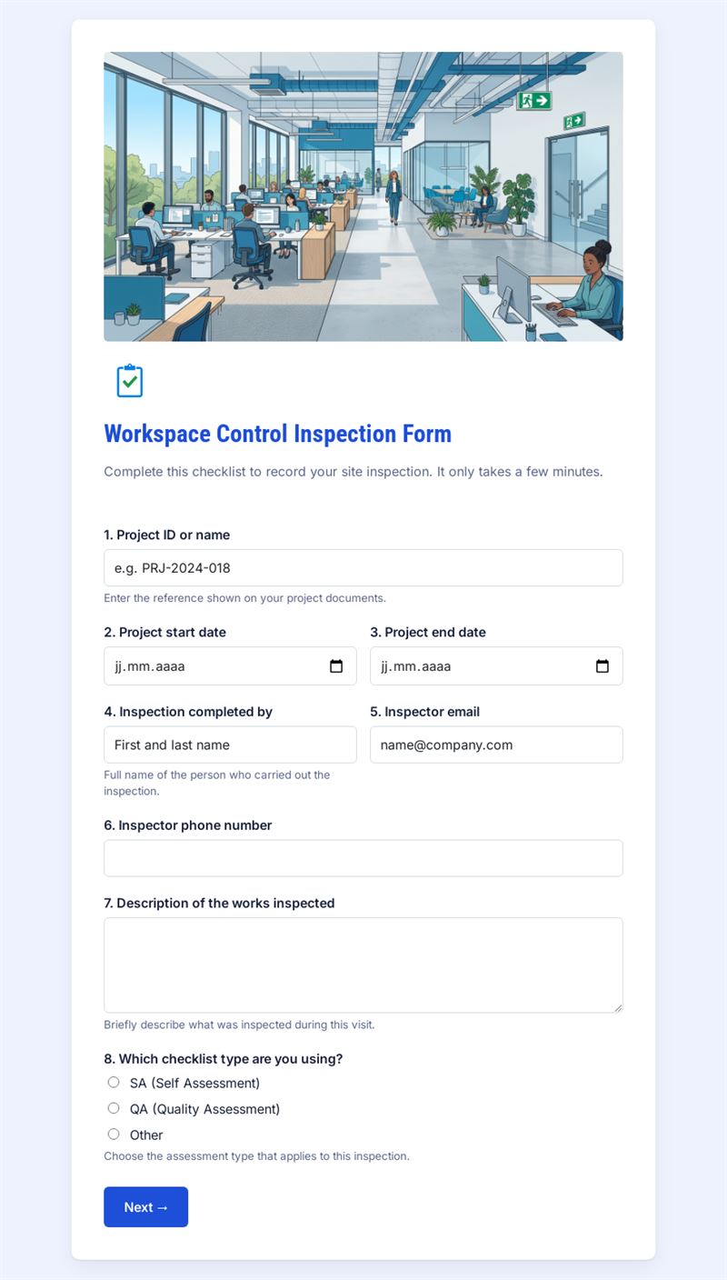Workspace Inspection Checklist Form