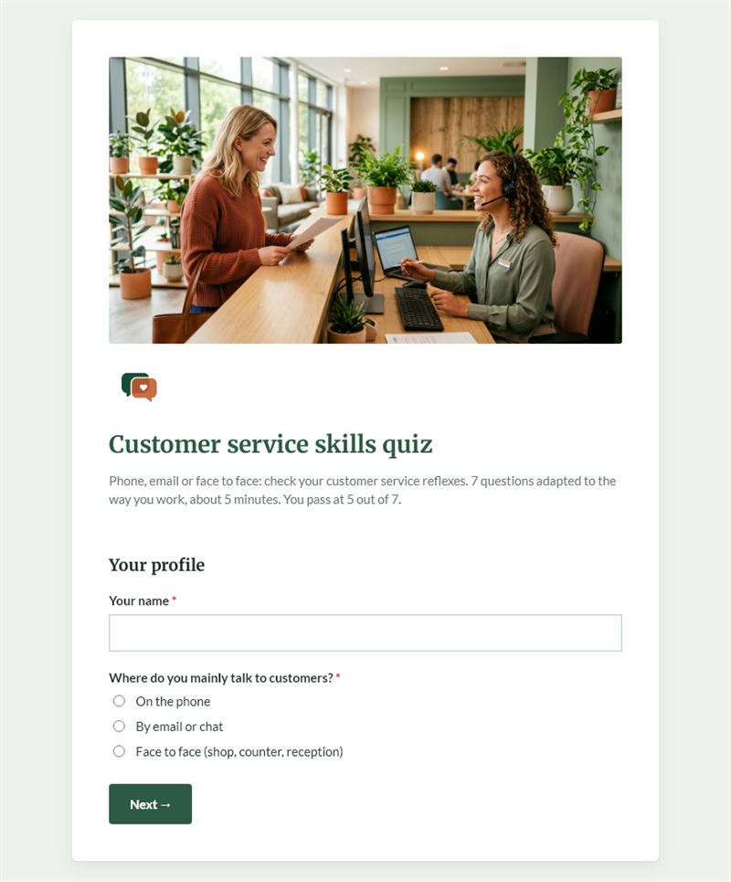 Customer service skills quiz