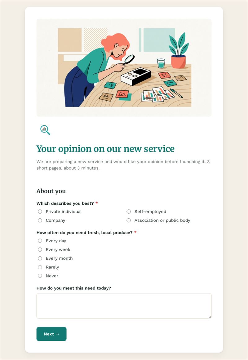 Your opinion on our new service