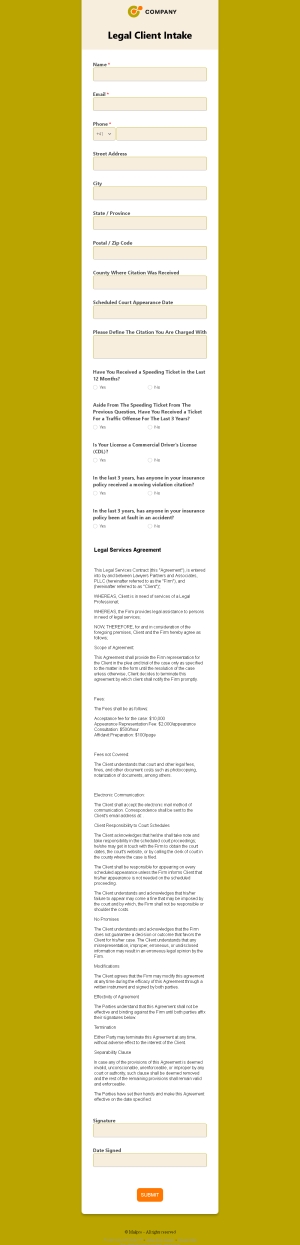 Legal Client Intake Form
