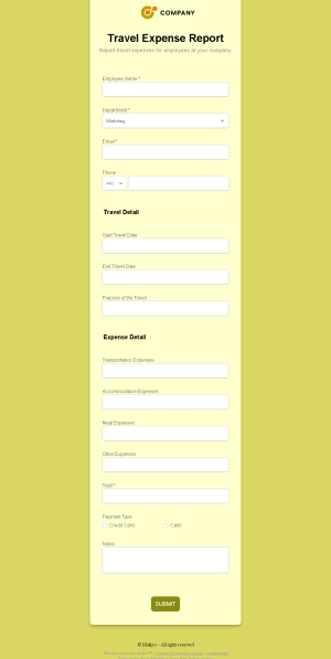 Travel Expense Report Form