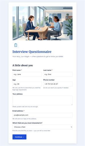 Structured Interview Questionnaire Form