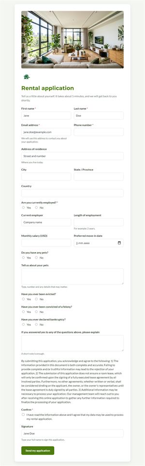 Online Rental Application