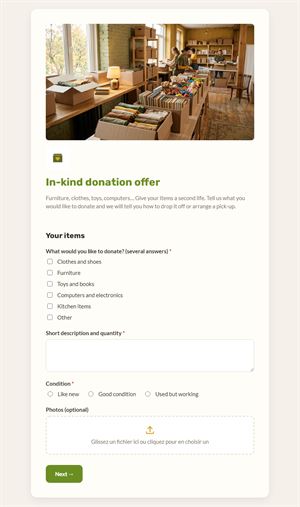 In-kind donation offer