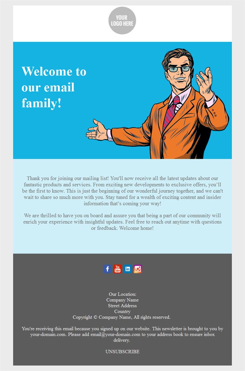 Welcome Email Message