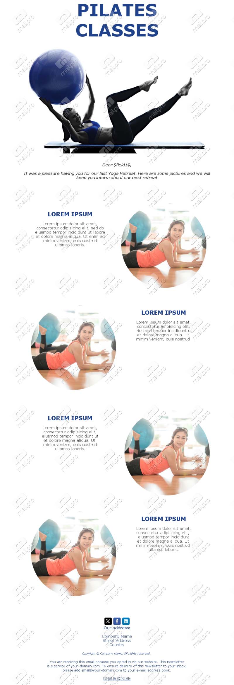 Template Email Yoga Pilates Harmony
