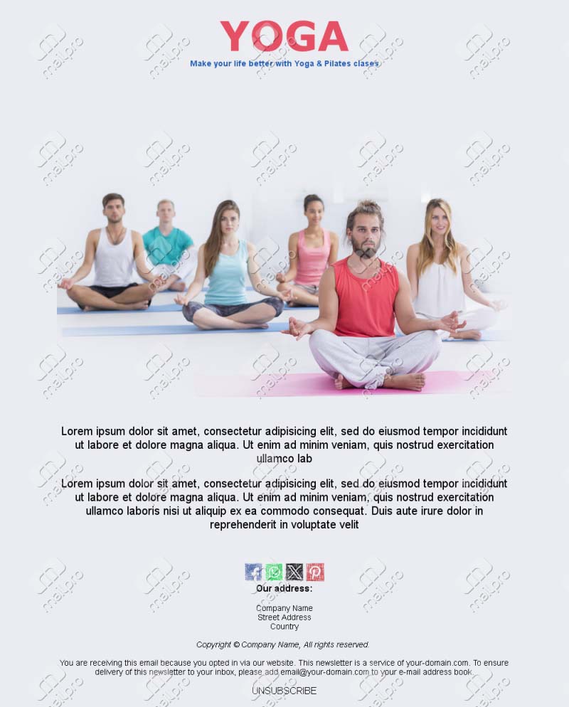 Yoga & Pilates Email Alerts