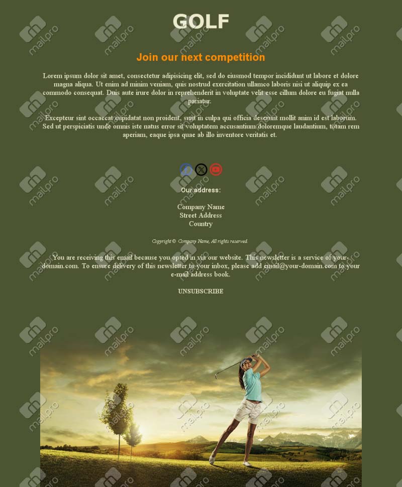 Golf Newsletter Emails