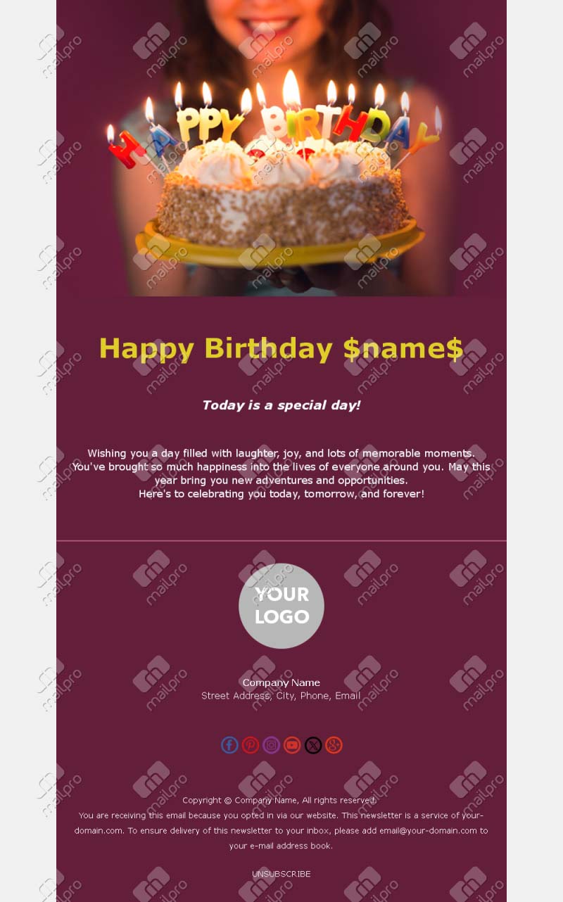 Simple Birthday Email Template