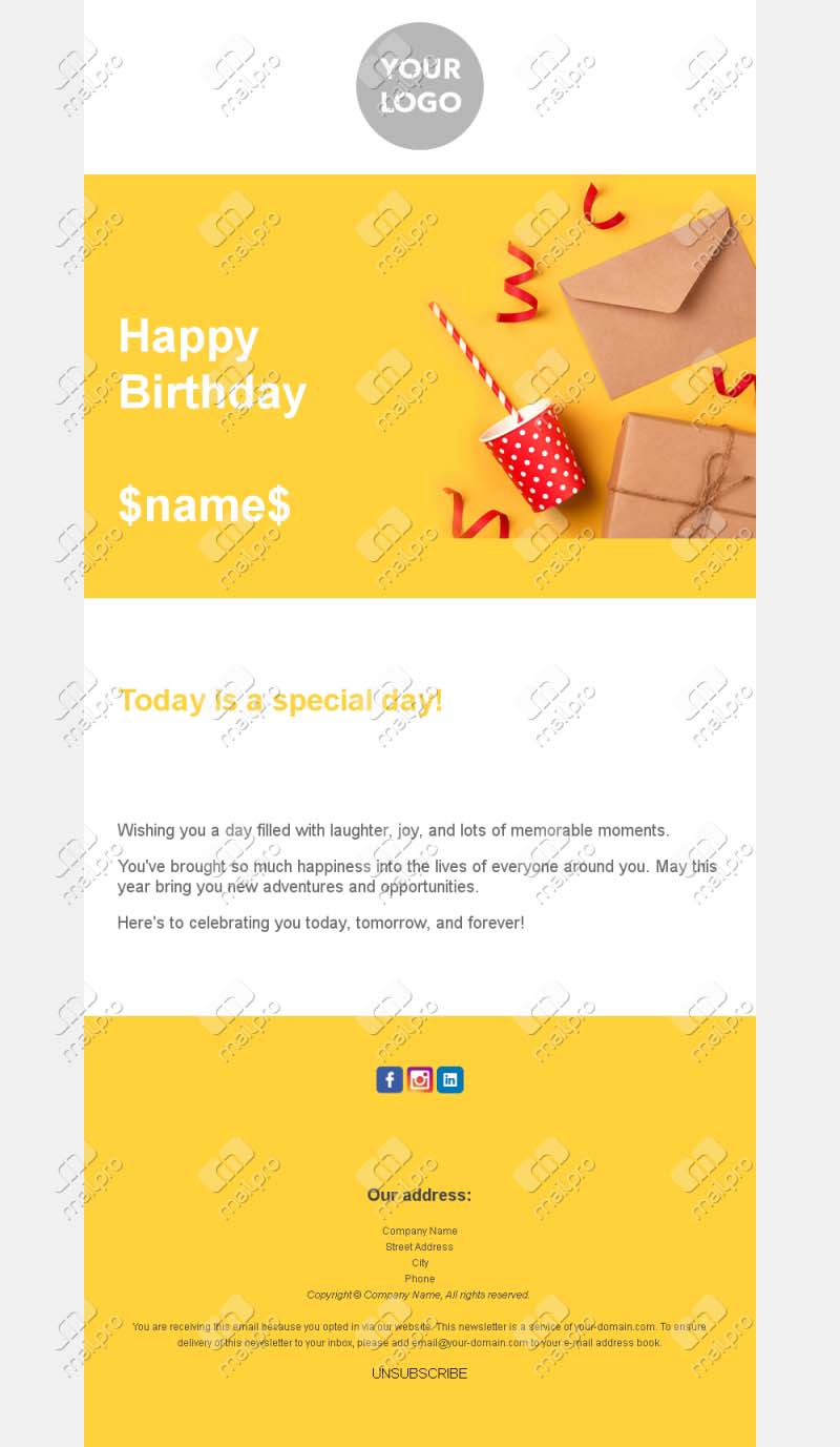 Minimal Birthday Email Template