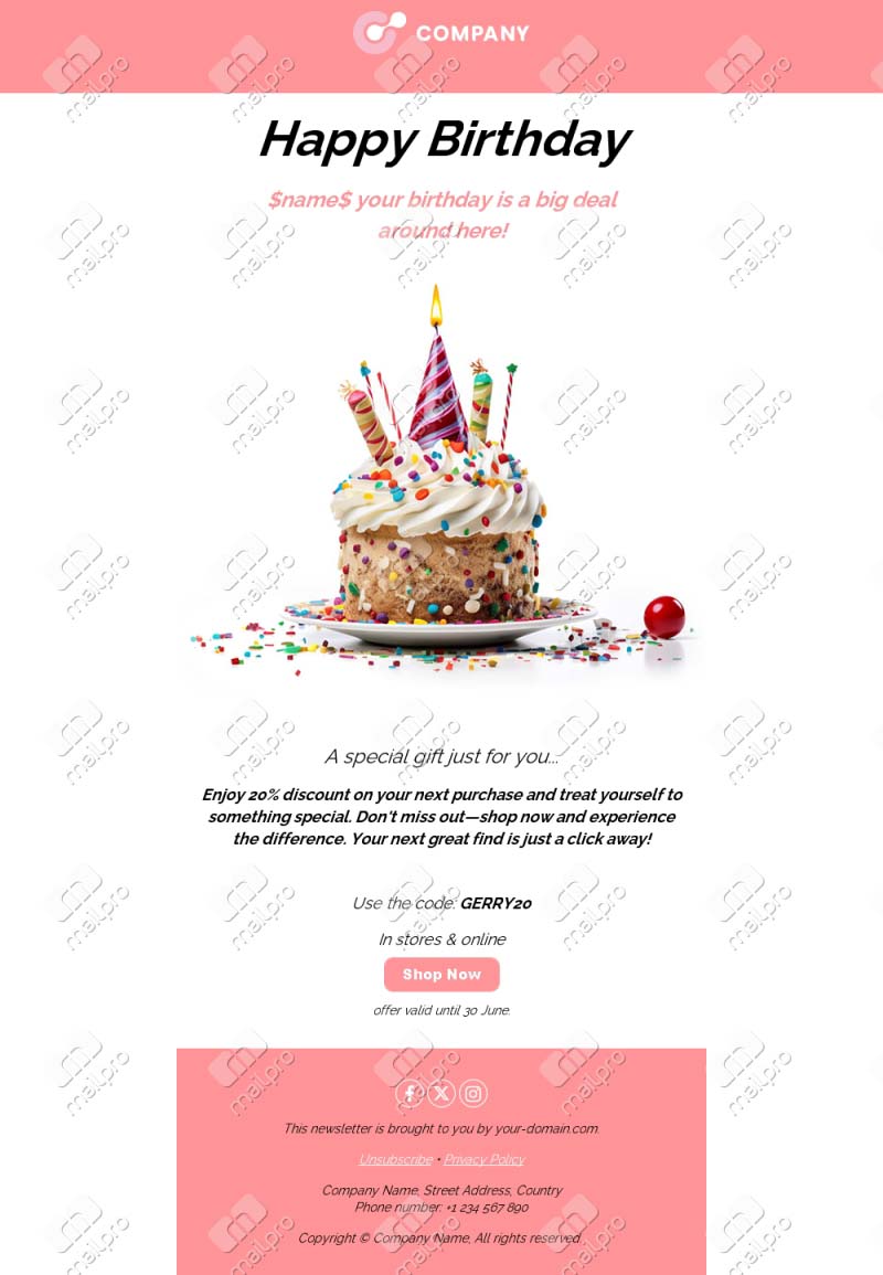Loyalty Birthday Email Template