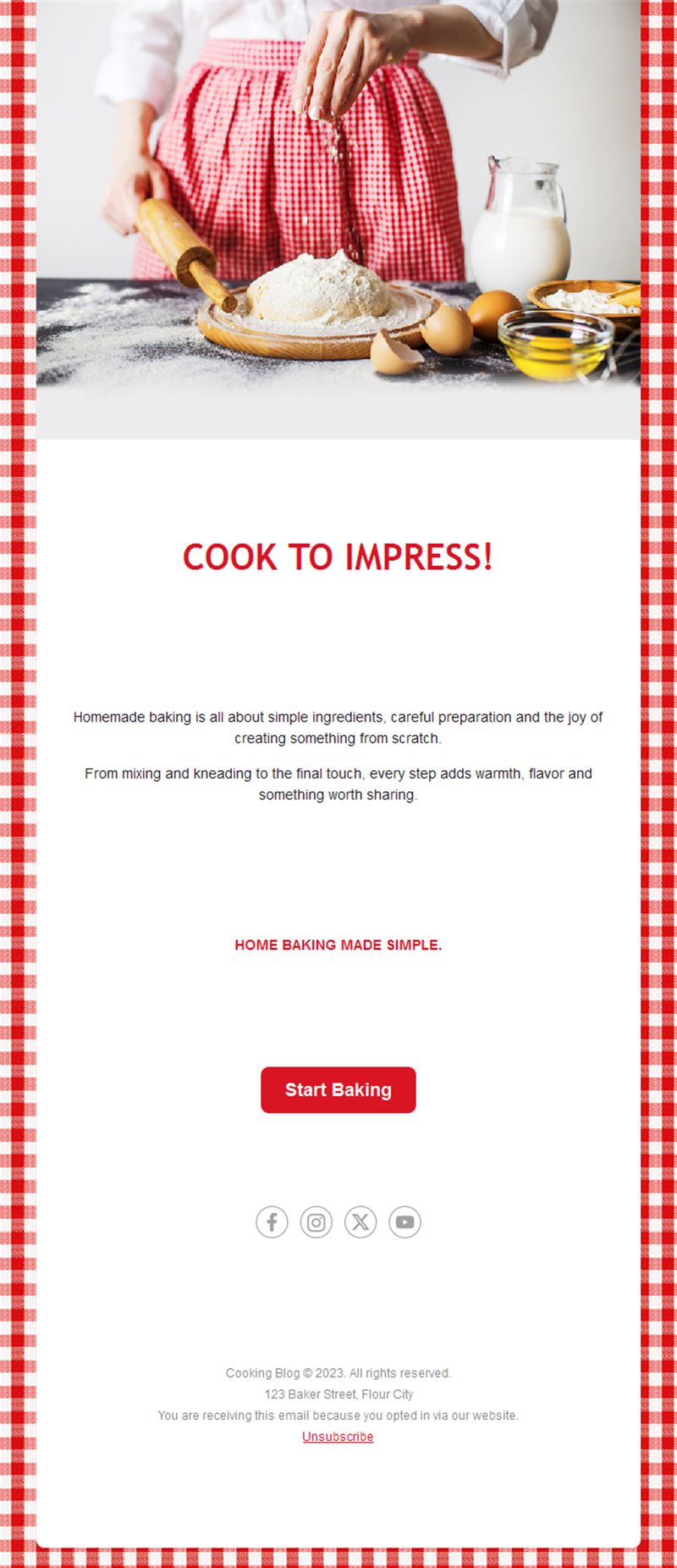 Home baking email template