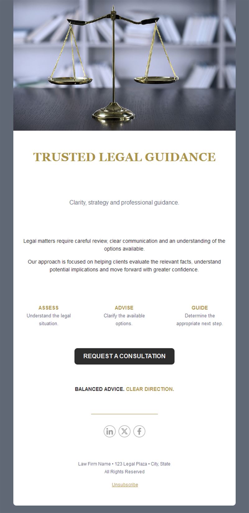 Trusted legal guidance email template