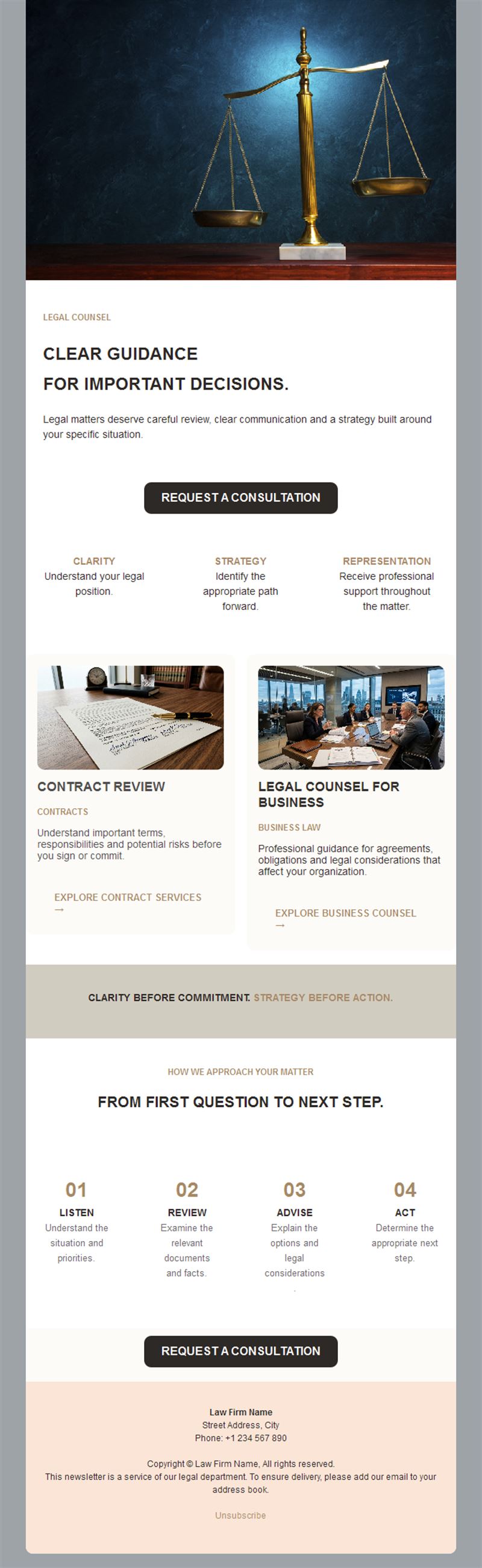 Business law firm newsletter template