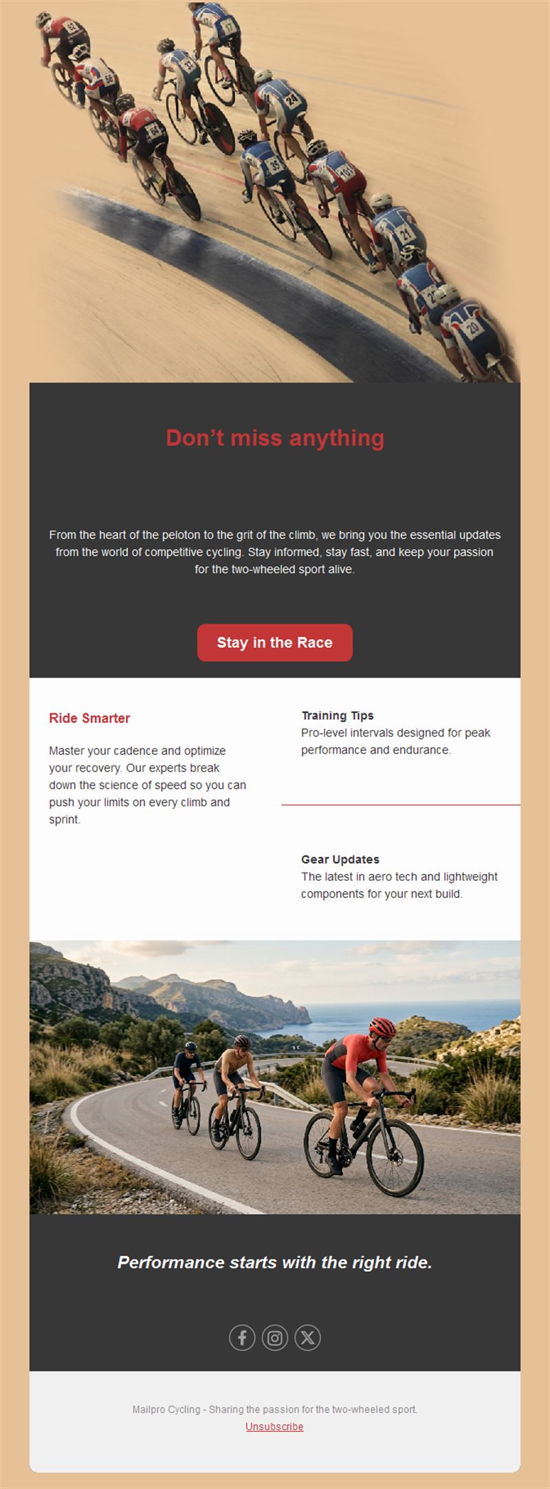 Cycling race and training updates newsletter