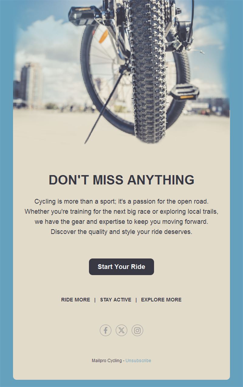 Simple cycling newsletter template