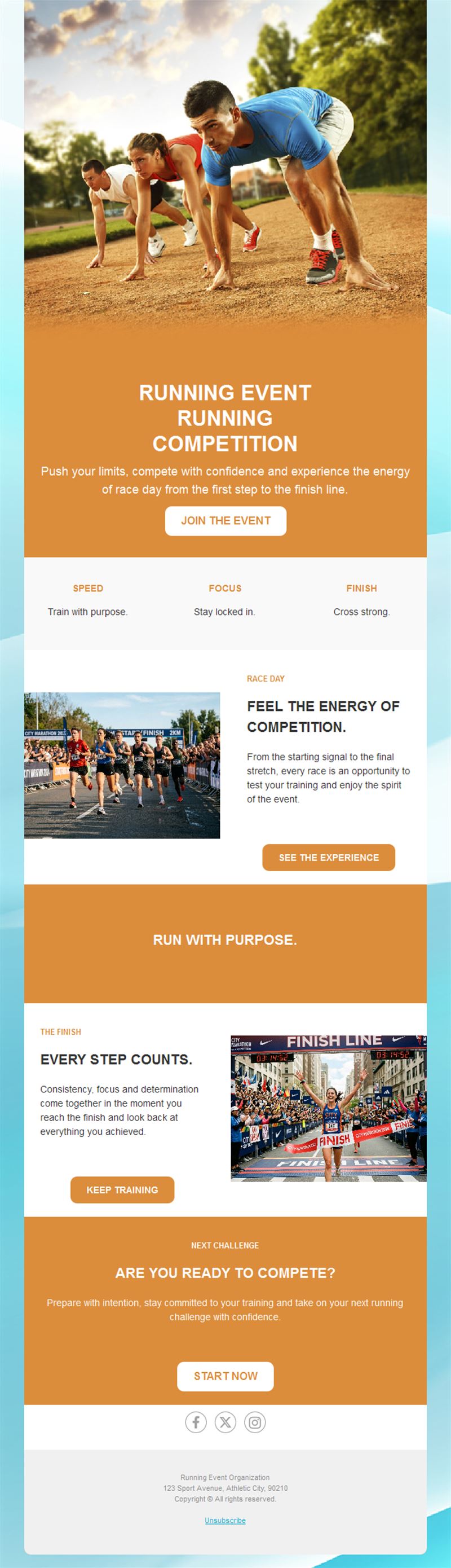 Running race event email template