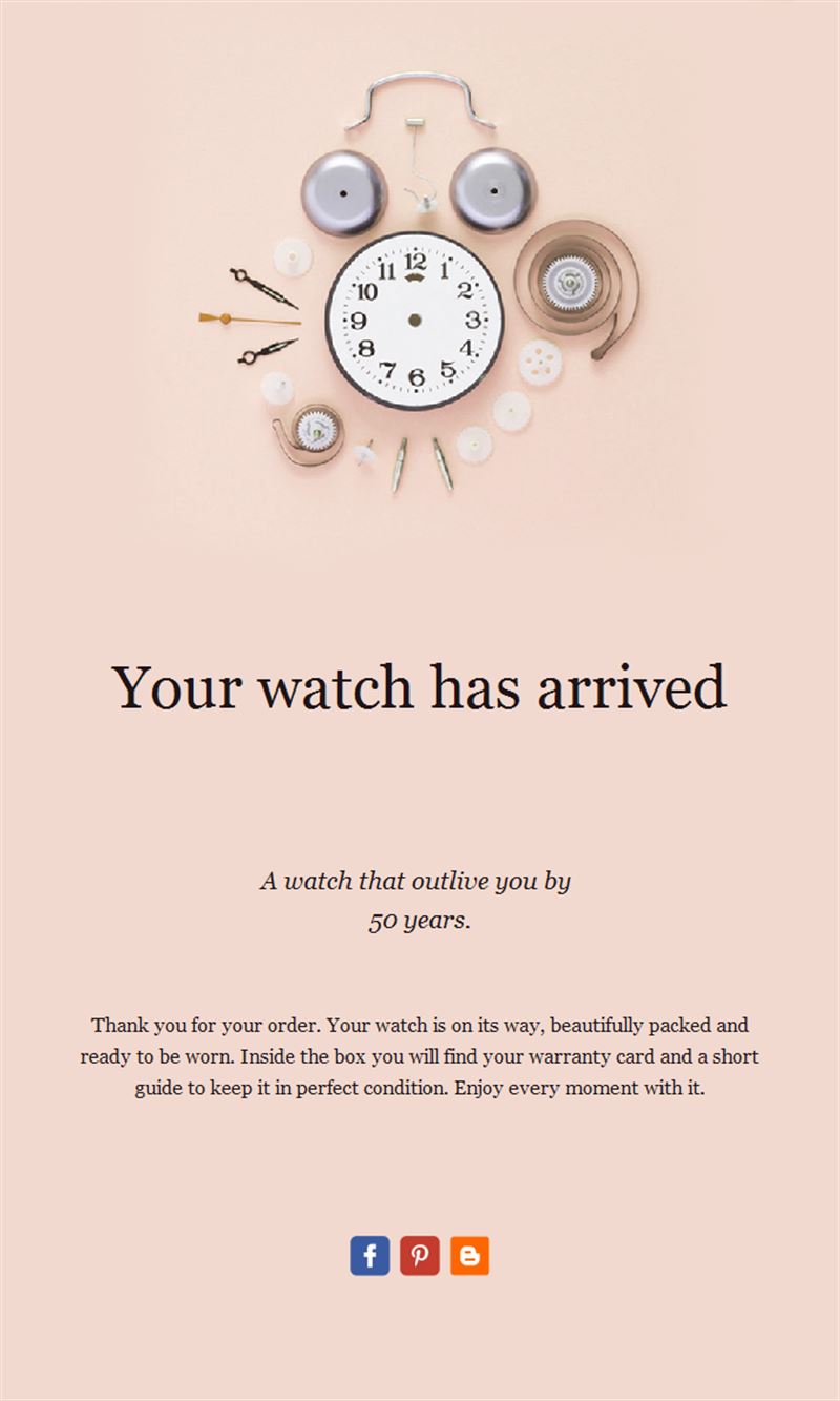 Pastel watch arrival email template