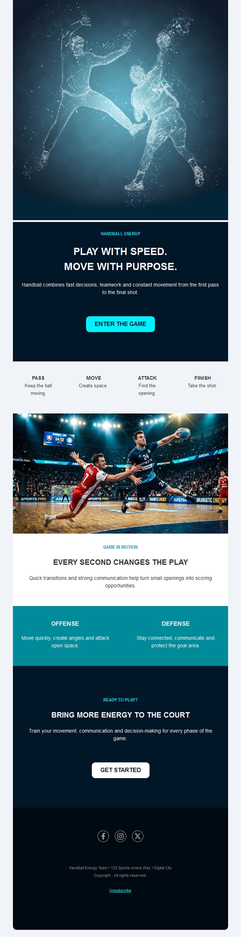 Dynamic handball club email template