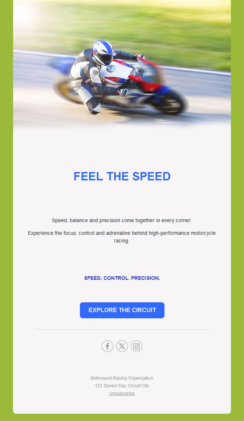 Motorcycle track day email template