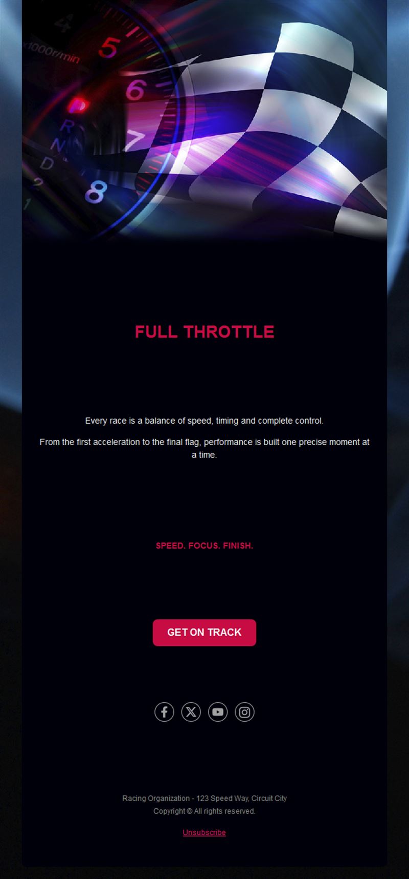Checkered flag racing email template