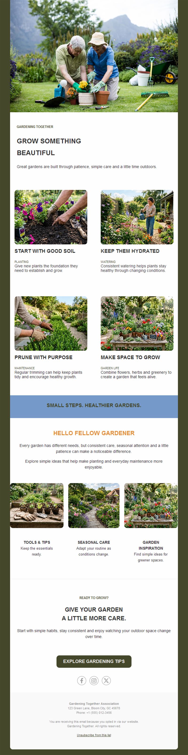 Community gardening newsletter template