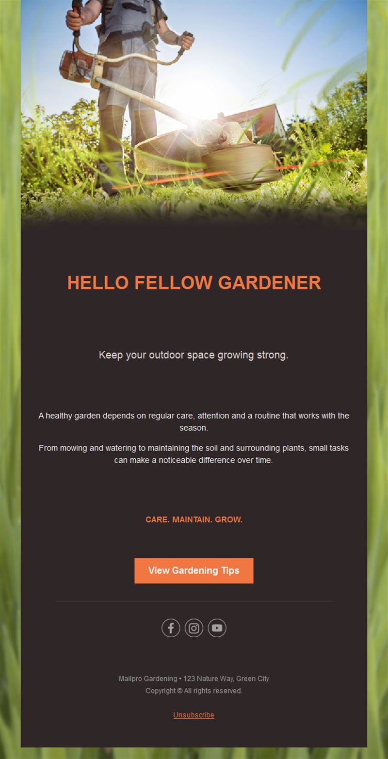 Lawn care gardening email template
