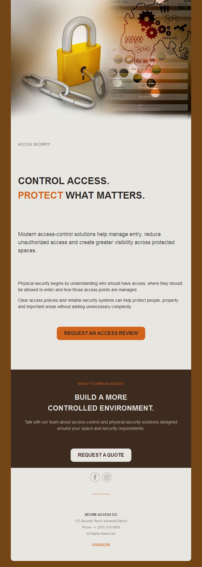 Access control security email in brown