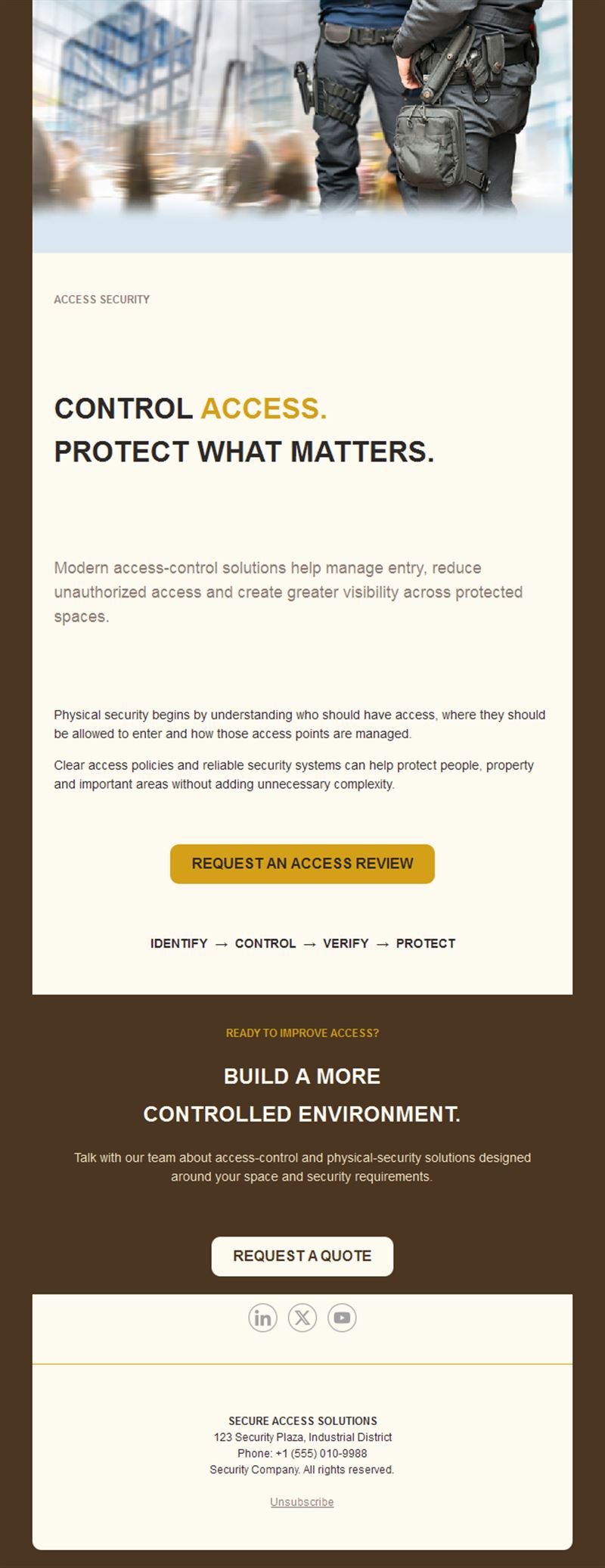Access control security email in gold