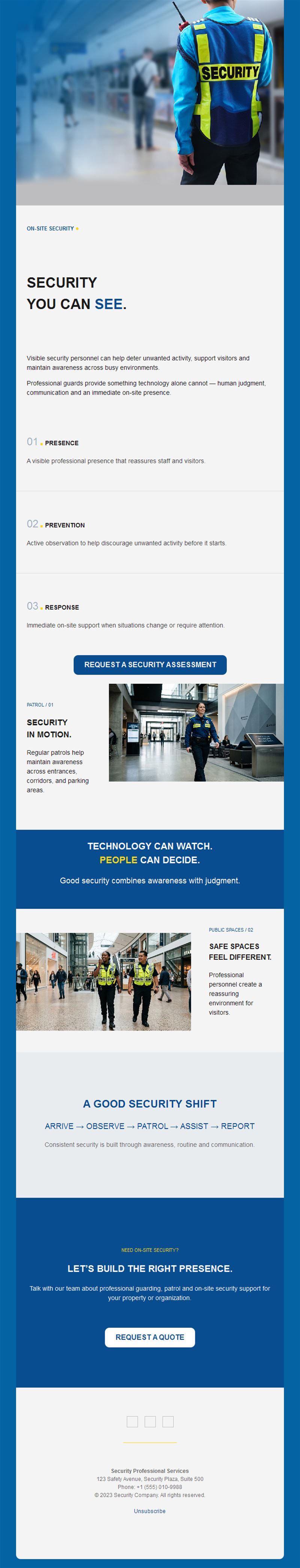 On-site security guard email
