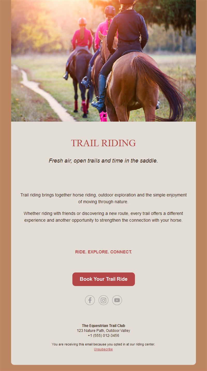 Trail riding email template
