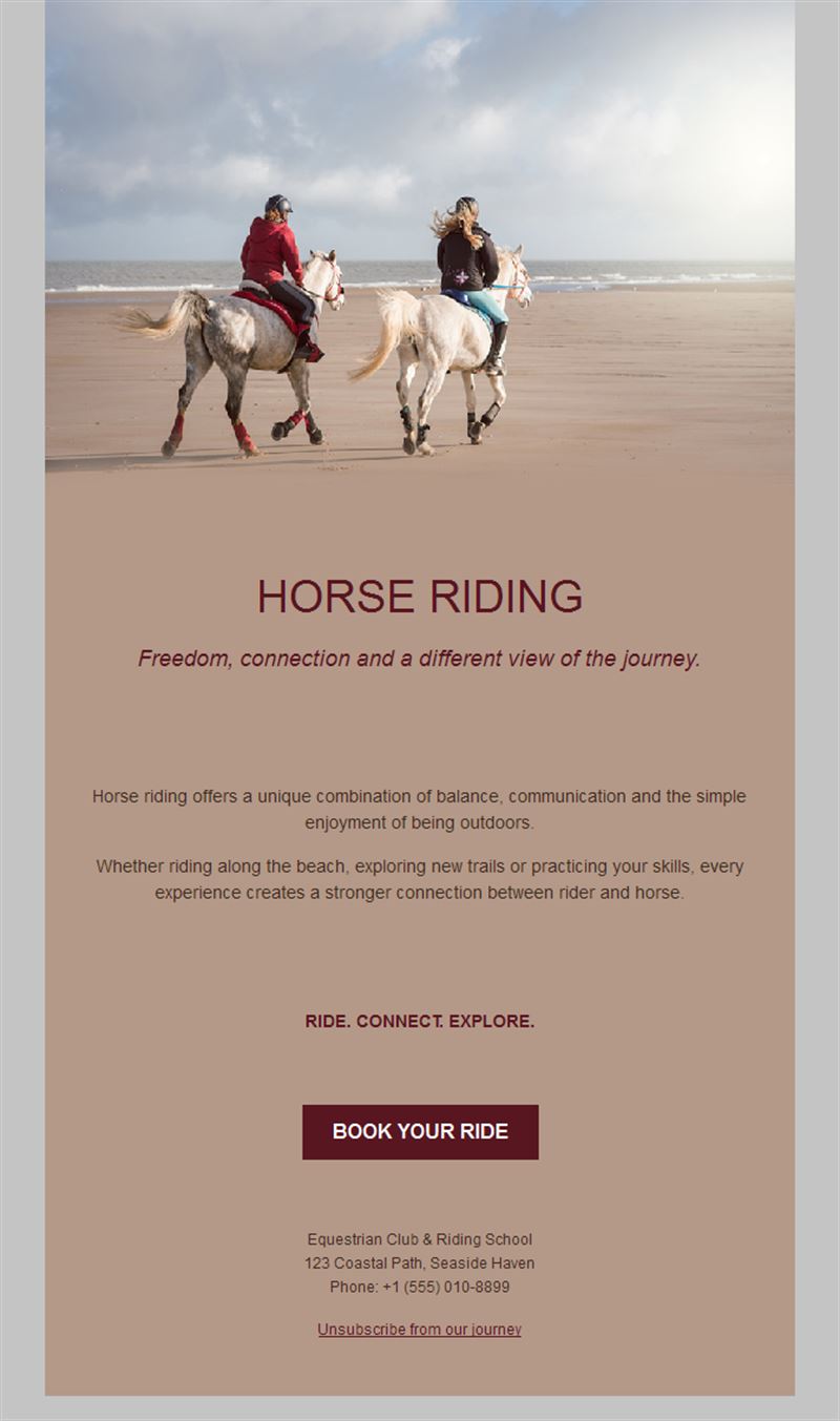 Beach horseback ride email template