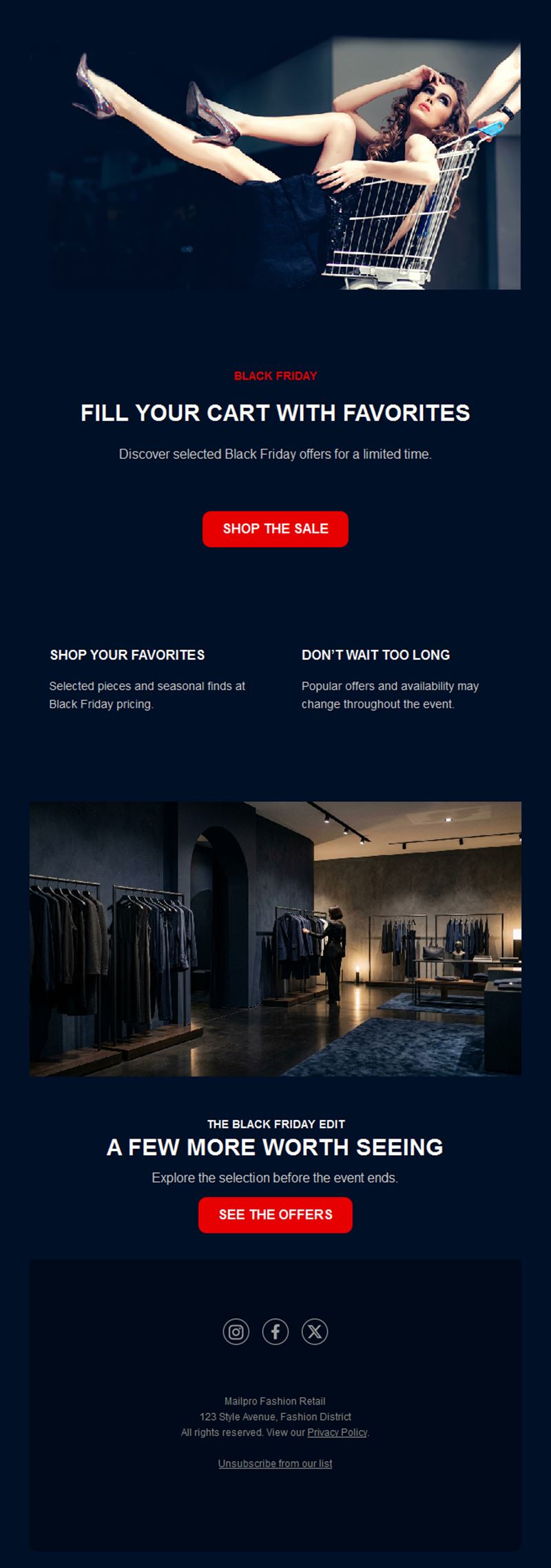 Navy Black Friday shopping cart email