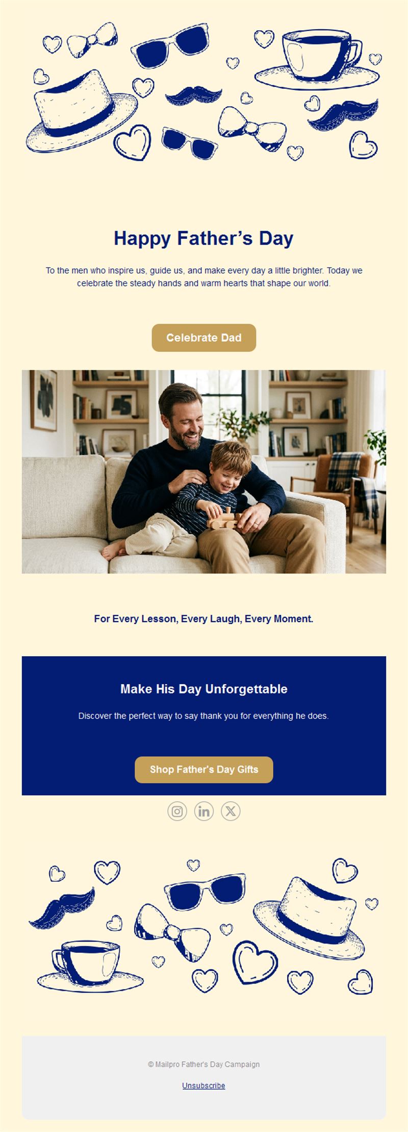 Illustrated Father's Day email with doodles
