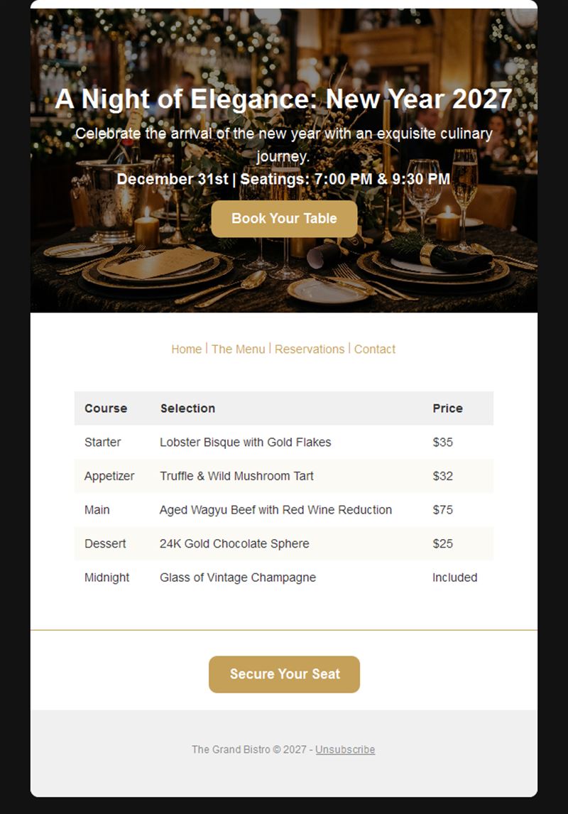 New Year 2027 Dinner