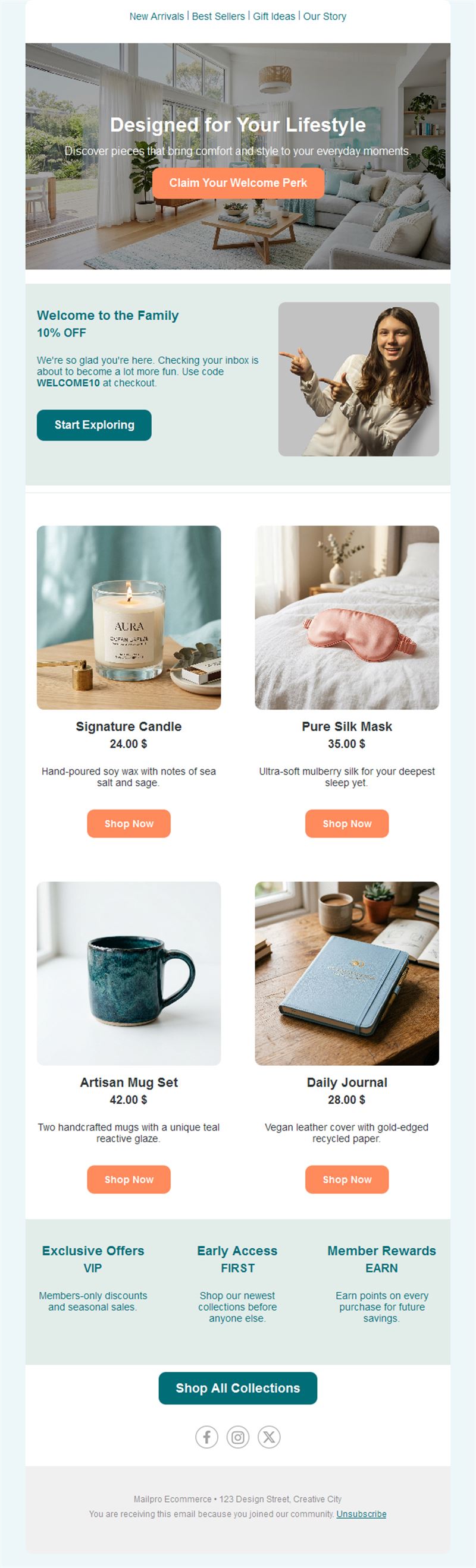 Welcome discount email for online shops