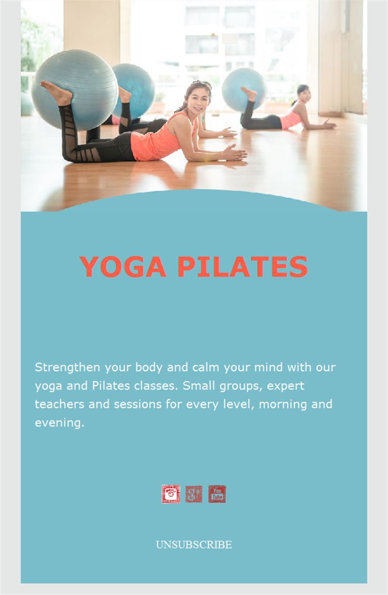 Turquoise yoga pilates email template