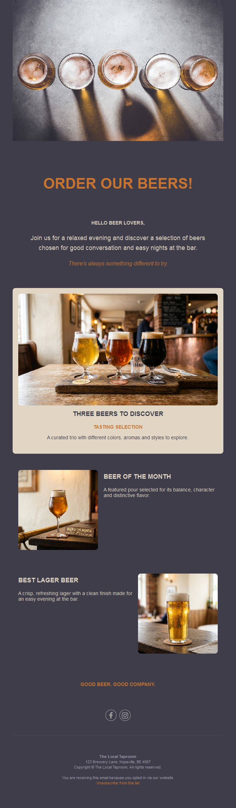 Craft beer selection newsletter